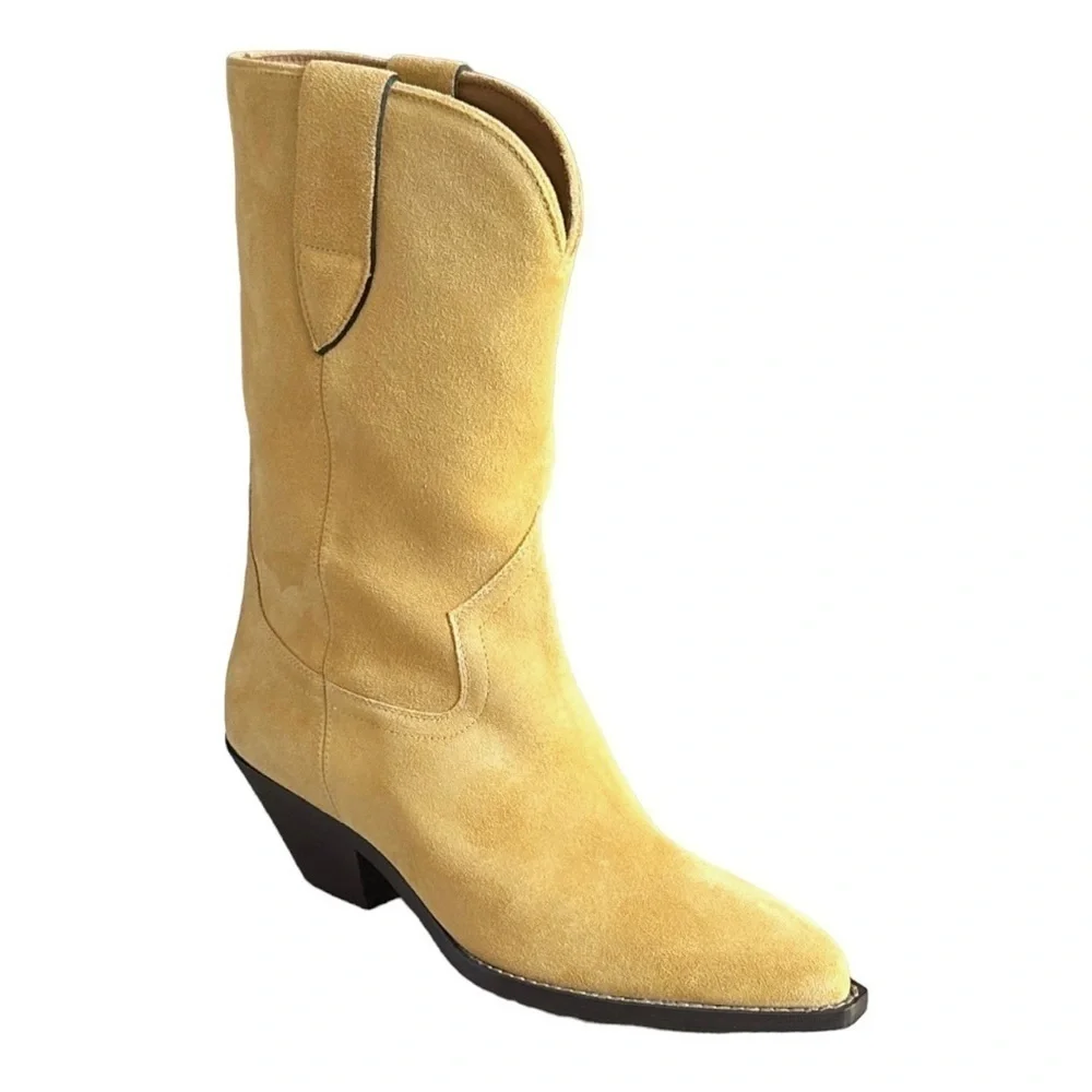 Isabel Marant Suede Twist San Cowboy Boots Duerto Style Tan Western EU 38 NIB - Picture 4 of 15